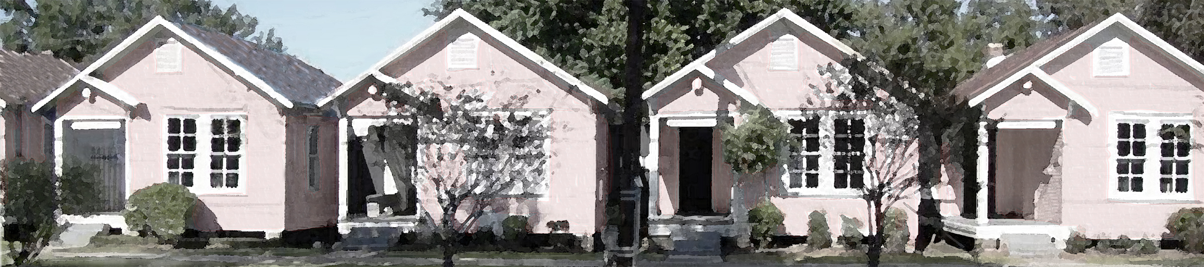 Image: A row of pink houses